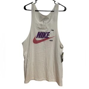 Nike White Tank with Purple & Pink Graphic - Mens Small